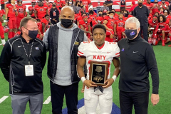 Katy sophomore running back Seth Davis receives offensive most valuable player honors (Katy ISD photo)